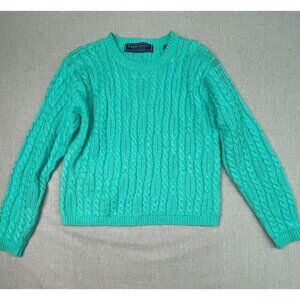 Karen Scott Women's Petites Turquoise Knit Long Sleeve Round Neck Sweater USED
